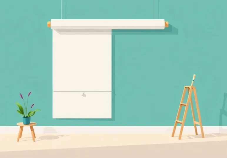 Pose de papier peint, rouleau et brosse à maroufler
